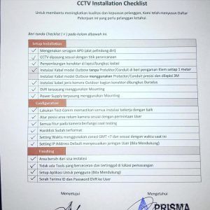 Quality Control setelah selesai tahap instalasi untuk selanjutnya diserah terima kan kepada Pelanggan